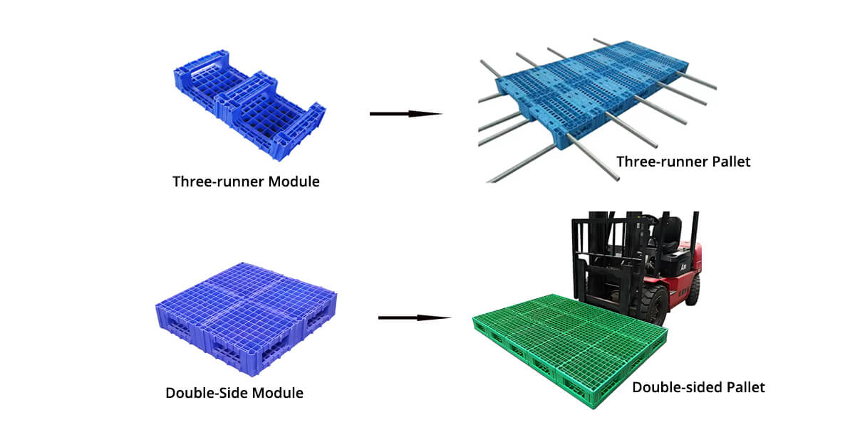 Lego Pallet with steel reinforcement and double-sided deck